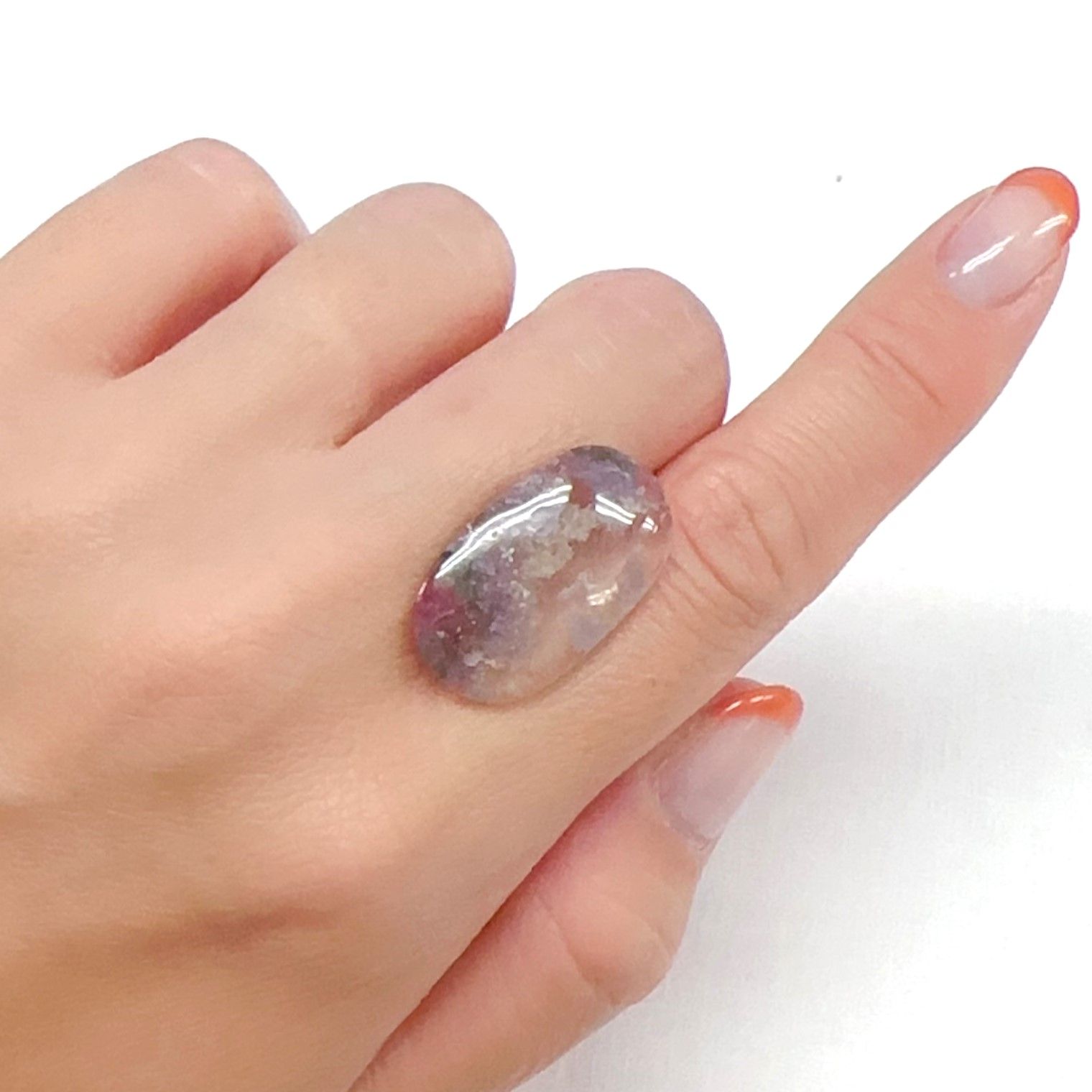 ウォーターメロントルマリンインクォーツ ブラジル産 13.66ct[240427189]24.5x14.5mm前後