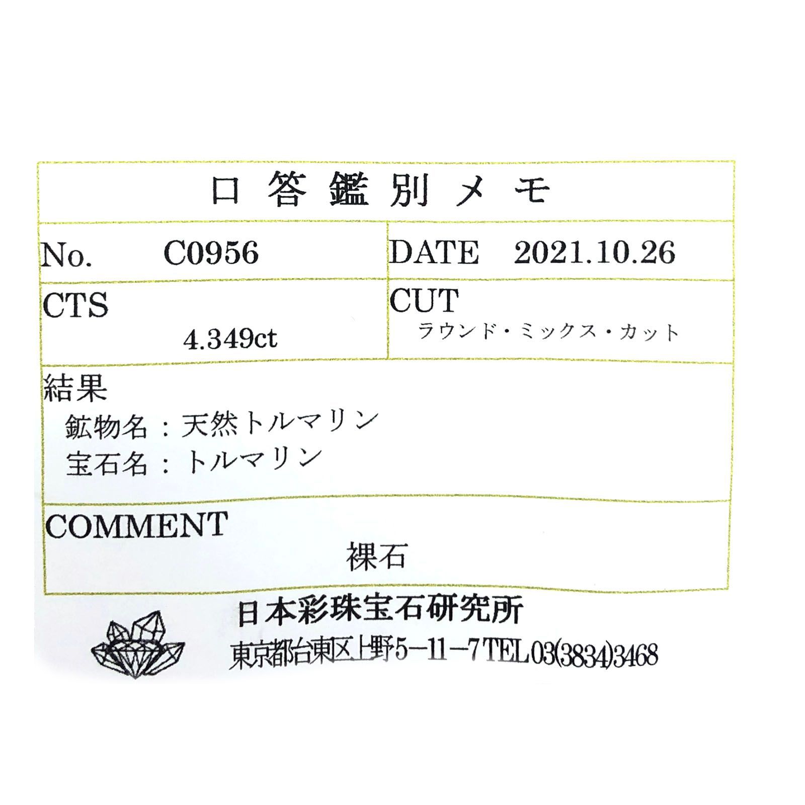 バイカラートルマリン(宝石名トルマリン)ナイジェリア産 4.349ct ソ付(彩珠)[231124210]10.2x10.2mm前後