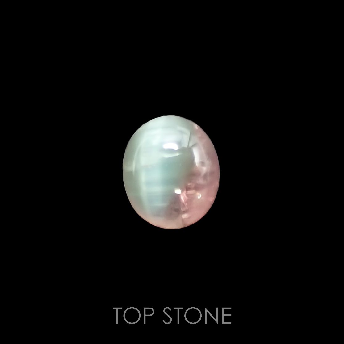 バイカラートルマリンキャッツアイ ブラジル産 0.83ct[221018602]5.5x4.7mm前後