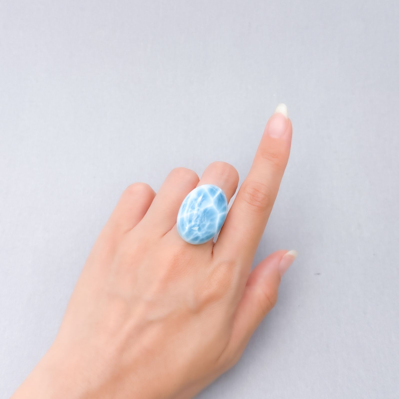 ラリマーシャトヤンシー入り♡ ドミニカ共和国産 ラリマー ドミニカ共和国産 51.05ct [250630542]23.4x23.3mm前後