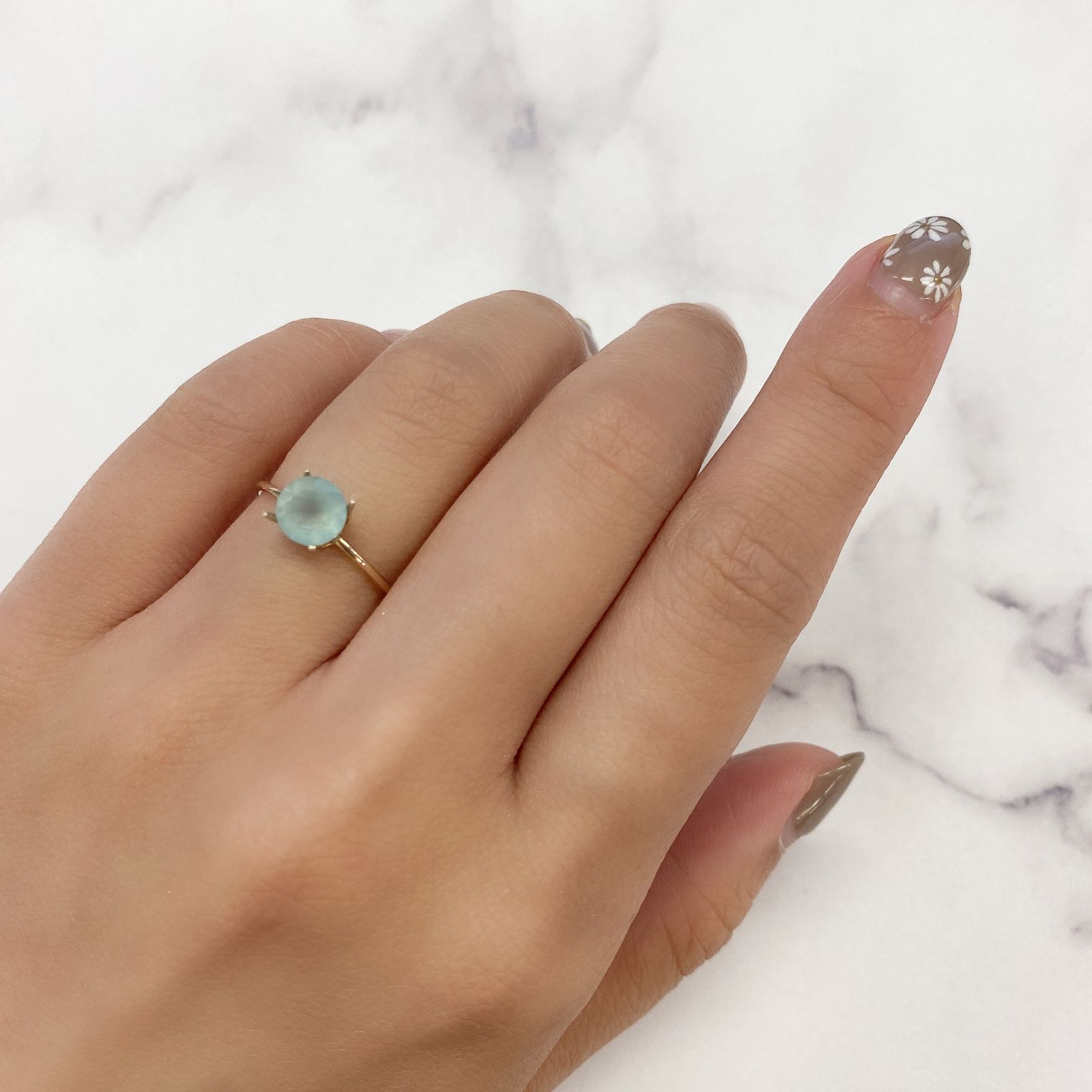 アクアプレーズ(宝石名ブルー グリーン・カルセドニー) 南アフリカ産 0.85ct 識別済[210812348]6.2×6.2mm前後
