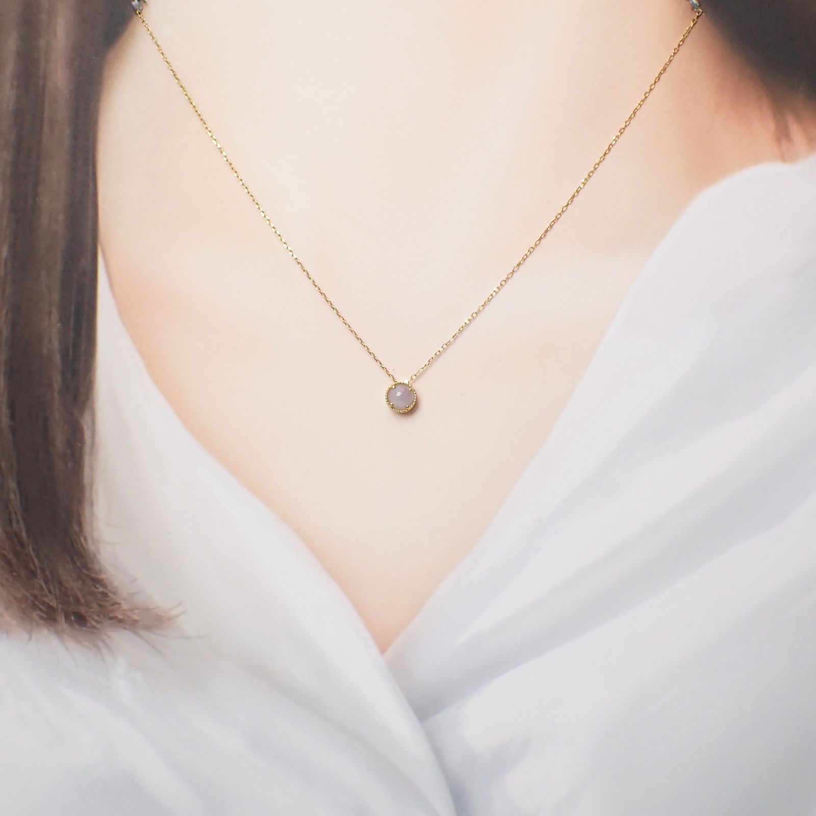 ◇K18 Lumiere（ルミエール）◇ハックマナイト | 一粒石ジュエリー 5mm [チャーム/ペンダントトップ※チェーン別売り]