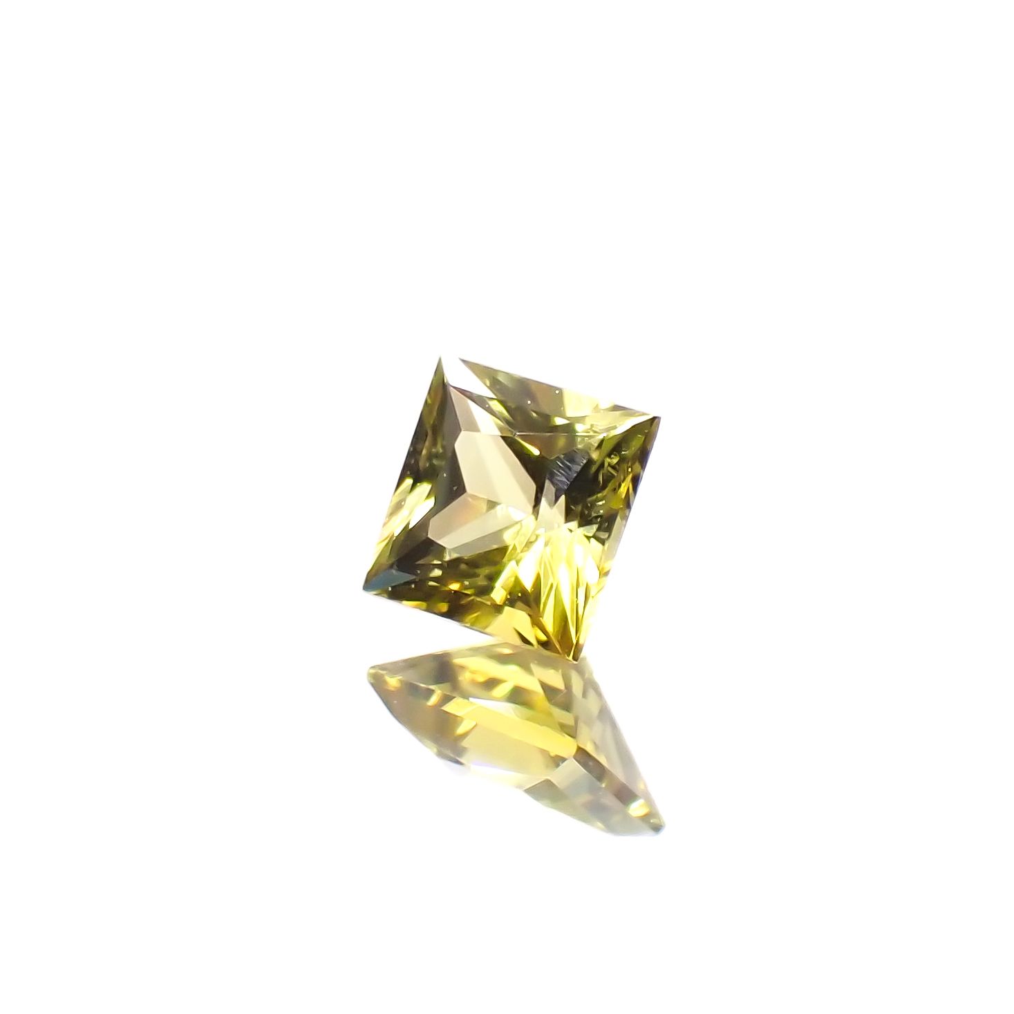◇プリンセスカット◇カナリートルマリン ザンビア・カナリー鉱山産 0.14ct[230823156]2.9x2.9mm前後