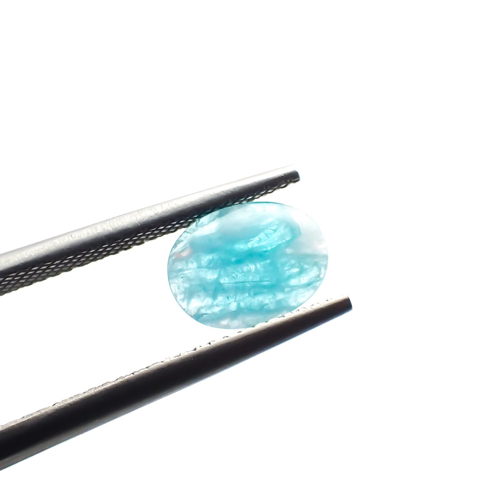 パライバトルマリンインクォーツ(宝石名トルマリンインクォーツ/別名パライバ・トルマリンインクォーツ) ブラジル産 0.62ct 識別済[210812965]8.0×6.2mm前後
