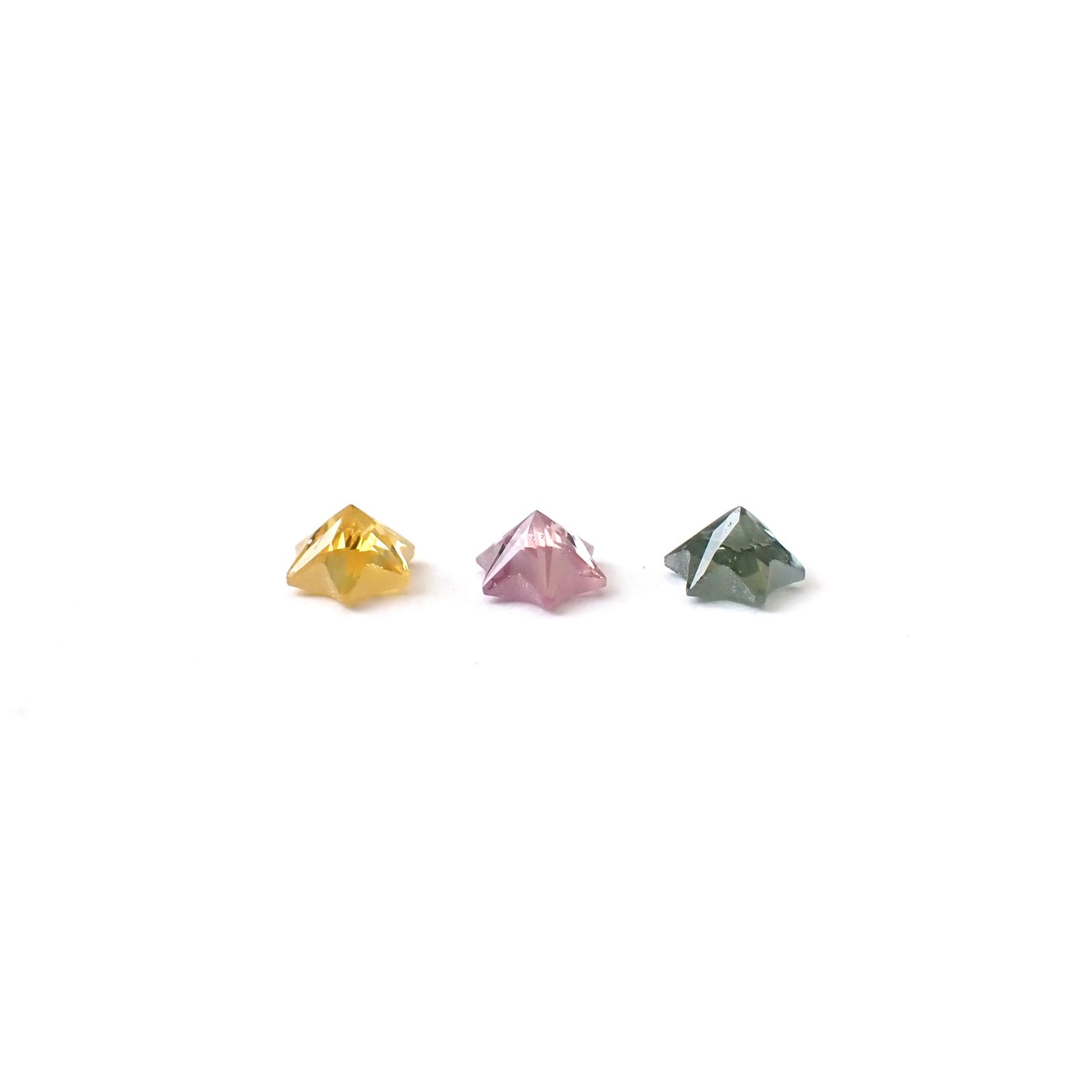 ◇カスタムカット◇サファイア カラーグラデーション3個セット スリランカ/マダガスカル産 0.32ct(3pcs合計) / 3.1-3.2x3.1-3.2mm前後 [260632323]