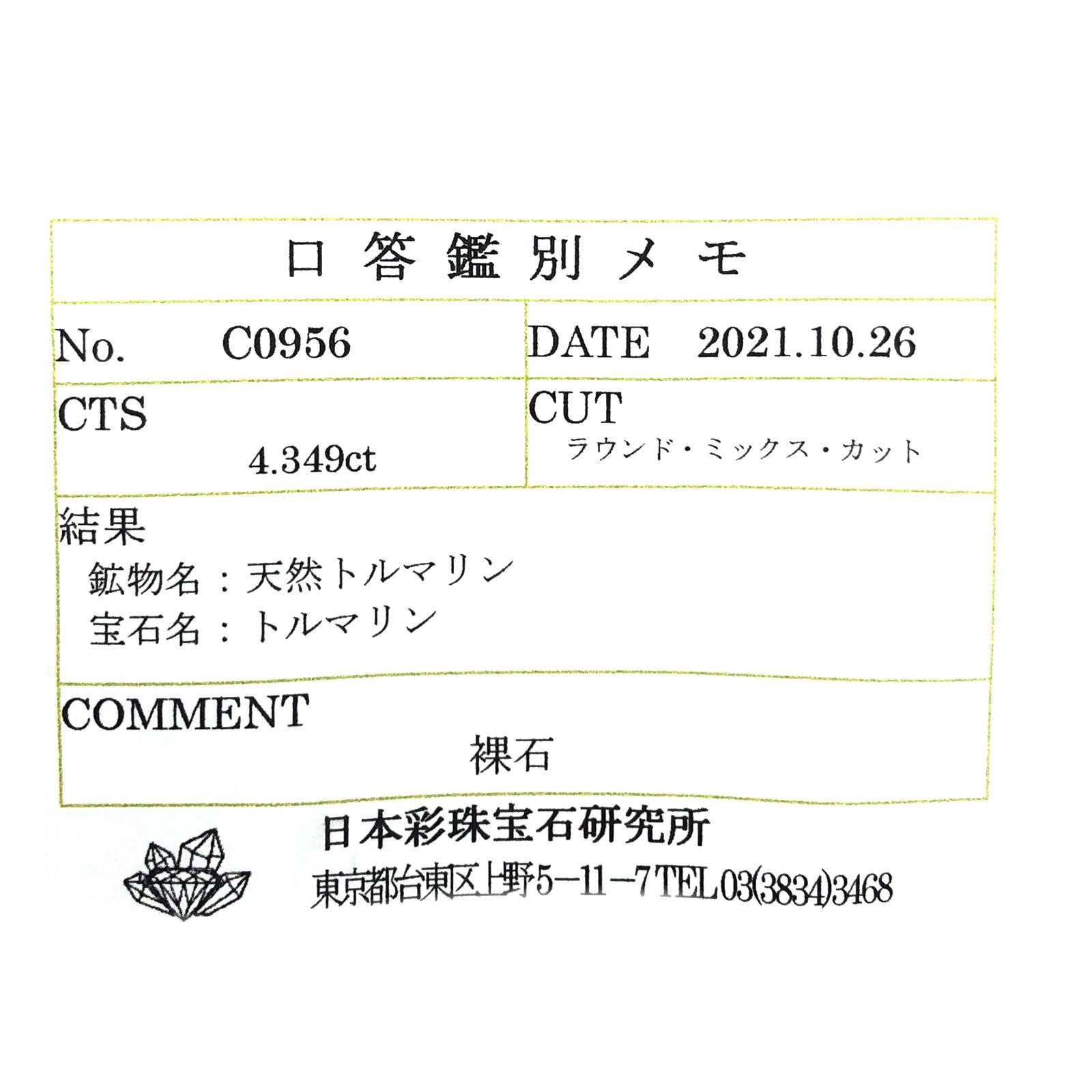 バイカラートルマリン(宝石名トルマリン)ナイジェリア産 4.349ct ソ付(彩珠)[231124210]10.2x10.2mm前後
