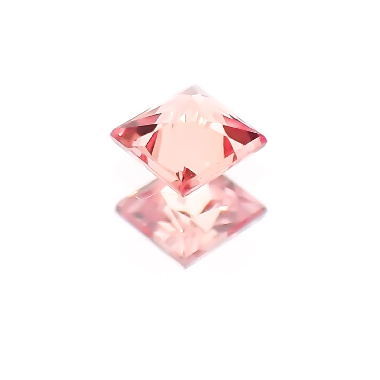 ◇プリンセスカット◇パパラチャサファイア ソーティング付き スリランカ産 ルース 0.084ct[20117823]2.3×2.2mm前後