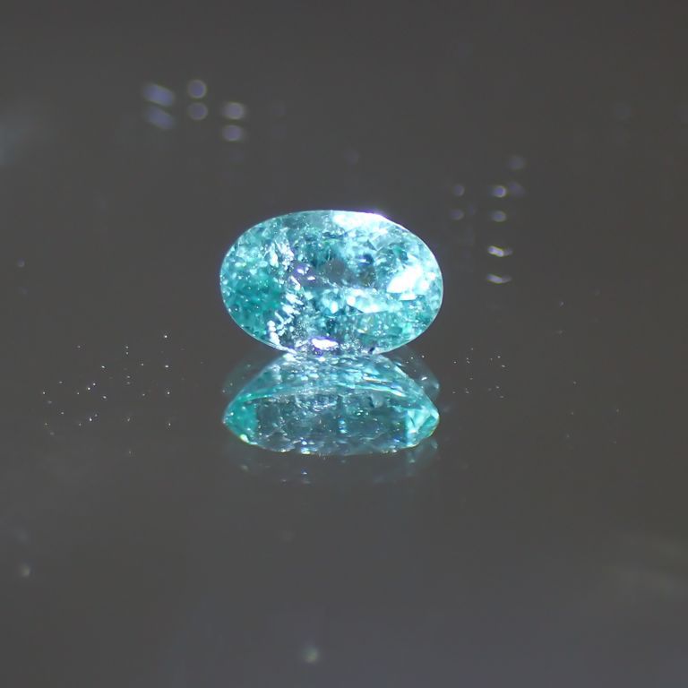 パライバトルマリン(宝石名トルマリン/別名パライバ・トルマリン) ブラジル・キントス鉱山産 0.414ct ソ付(宝貴協)[210410357]5.7×3.8mm前後