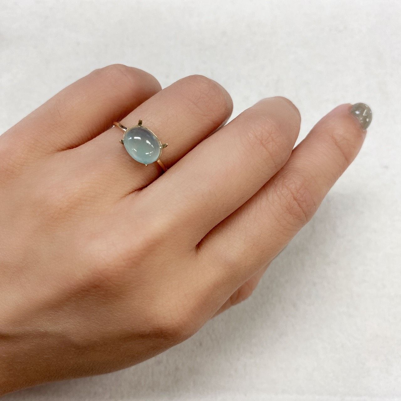 アクアプレーズ(宝石名ブルー グリーン・カルセドニー) 南アフリカ産 2.04ct 識別済[210912335]9.1×7mm前後