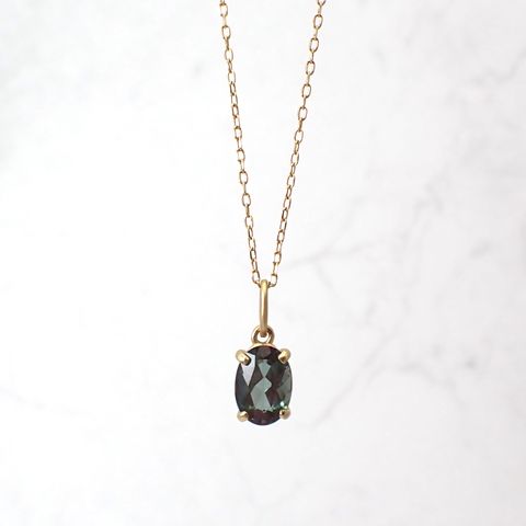 ペンダント空枠：石留め▶カラーチェンジアンデシン（お客様製作例）