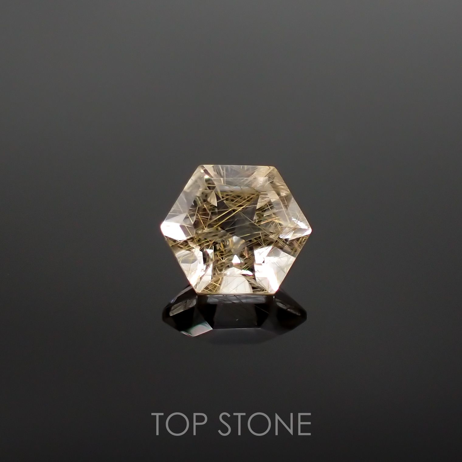 ◇ヘキサゴンカット◇ルチルクォーツSA(宝石名ルチルレイテッド・クォーツ) ブラジル産 0.91ct 識別済[210611300]6.1×6.1mm前後