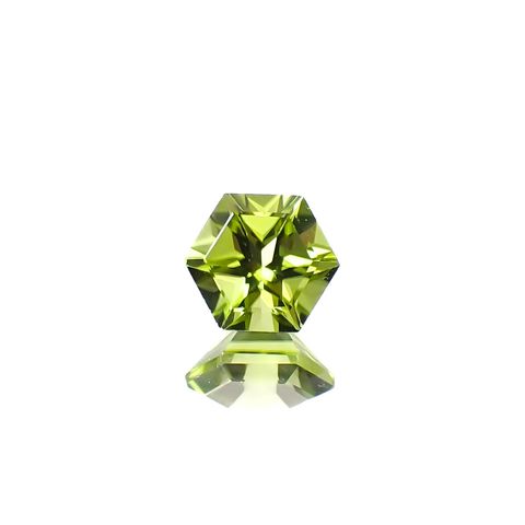 ◇ヘキサゴンカット◇ペリドット(宝石名ペリドット)アメリカ産 0.65ct 識別済[250330109]5x5mm前後