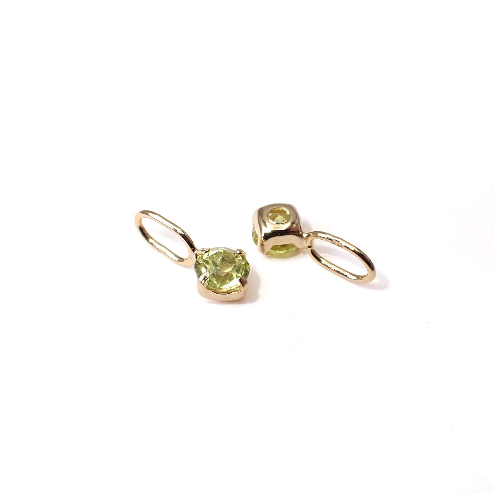 ◇K18 Petitデザイン限定品◇一粒石ジュエリー | パロットクリソベリル 3mm [チャーム/ペンダントトップ※チェーン別売り]