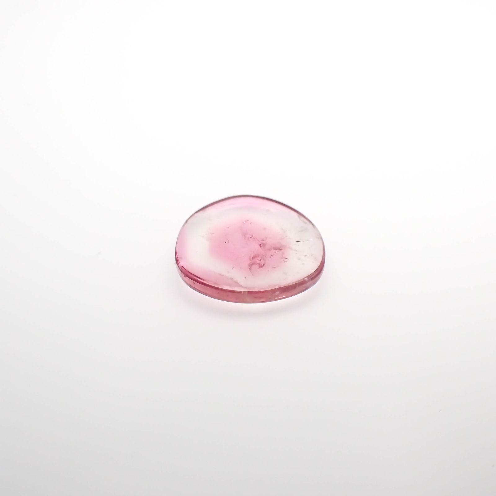 ピンクウォーターメロントルマリン 原石スライス コンゴ民主共和国産 3.42ct[230421485]12.5x12.5mm前後