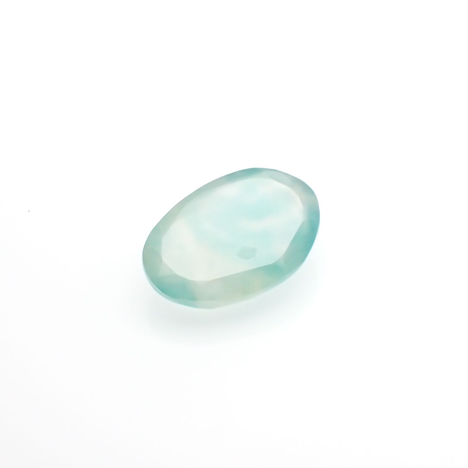◇フリーフォーム・ローズカット◇アクアプレーズ(宝石名ブルー グリーン・カルセドニー)南アフリカ産 4.23ct 識別済[230421889]14.1x9.5mm前後