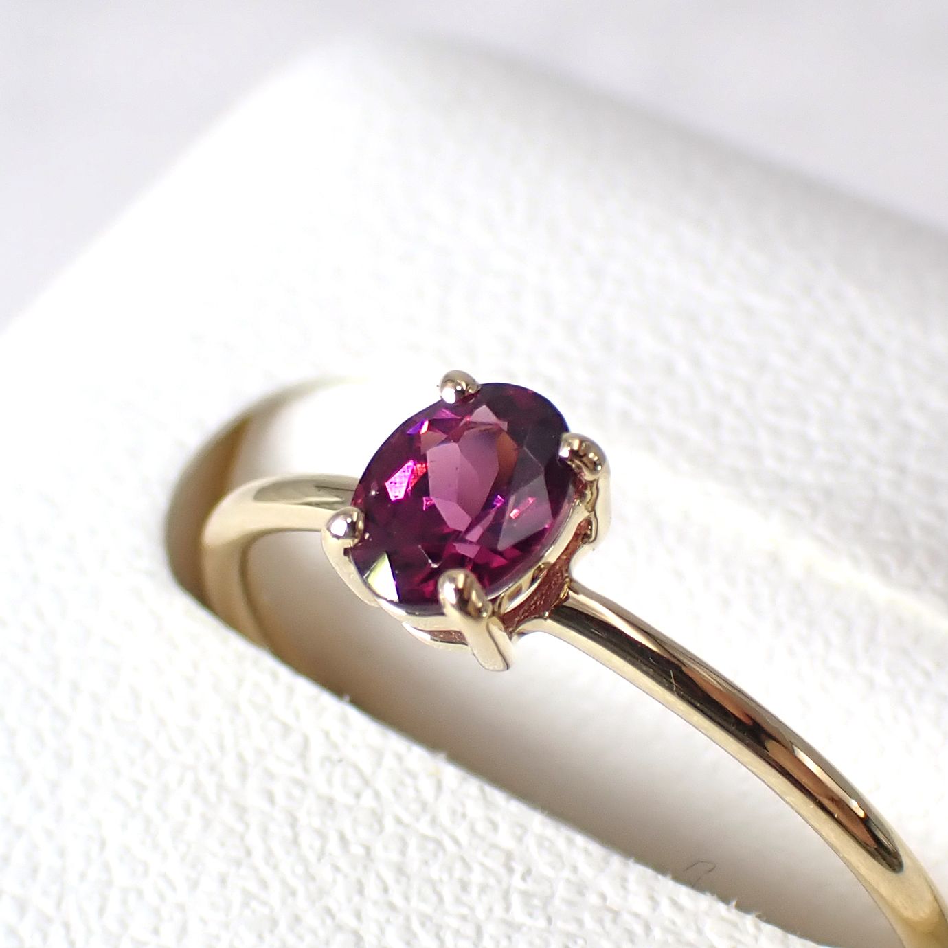 リング空枠：石留め▶グレープガーネット（お客様製作例）