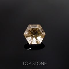 ◇ヘキサゴンカット◇ルチルクォーツSA(宝石名ルチルレイテッド・クォーツ) ブラジル産 0.93ct 識別済[210511014]6×6mm前後