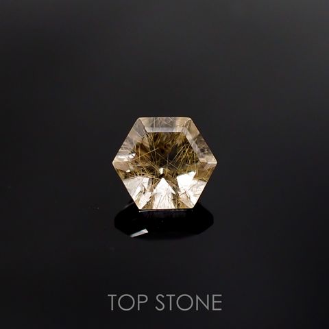 ◇ヘキサゴンカット◇ルチルクォーツSA(宝石名ルチルレイテッド・クォーツ) ブラジル産 0.93ct 識別済[210511014]6×6mm前後
