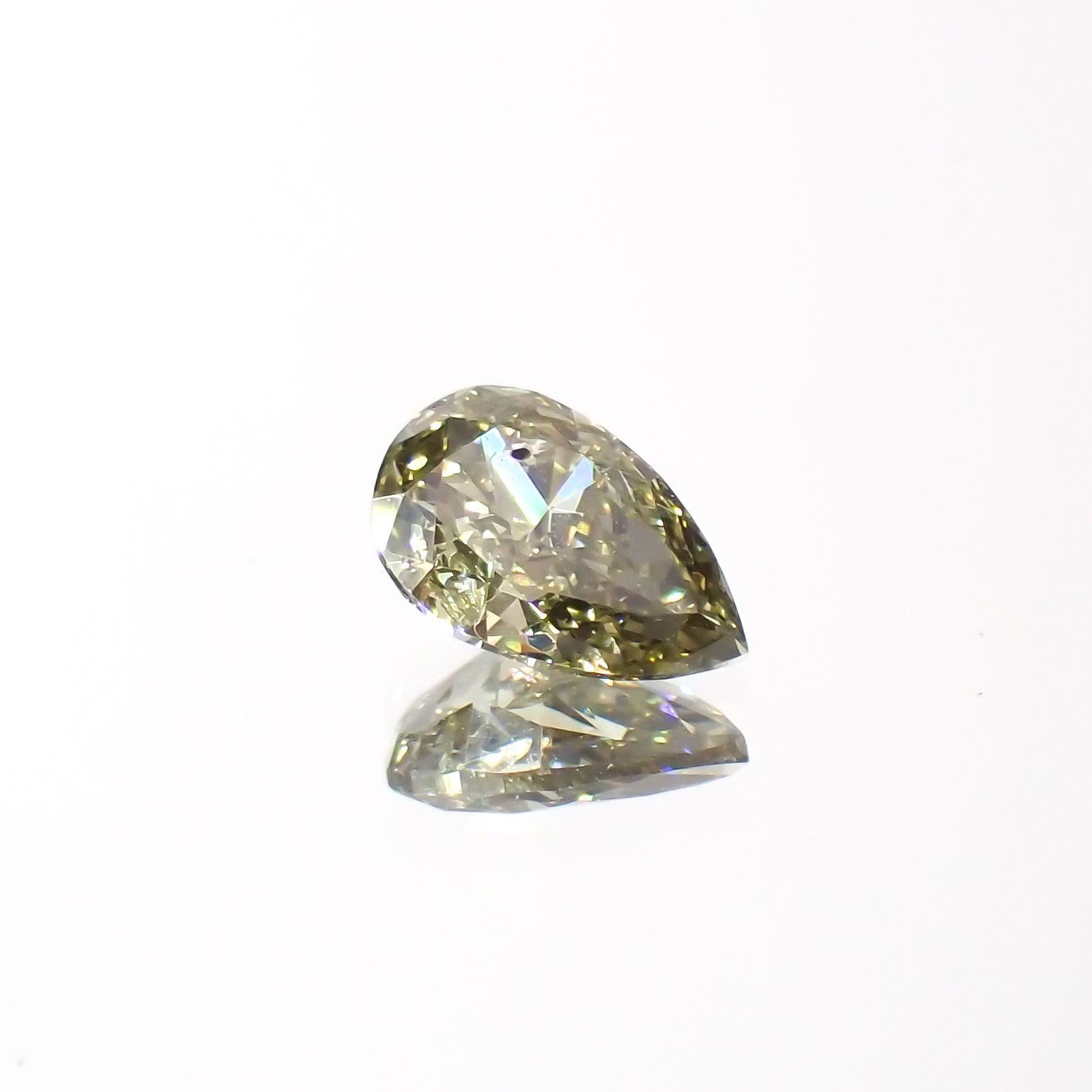 カメレオンダイヤモンド(グリーンダイヤモンド) 無処理 I-1(FANCY GRAY YELLOWISH GREEN) 0.317ct CGL鑑付[230722726]5.49x3.54mm前後