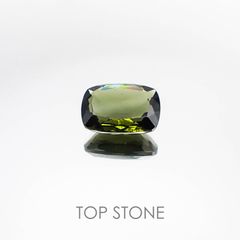 <ランダムセレクト1個販売> モルダバイト(宝石名モルダバイト) クッションカット 発見地：旧チェコスロバキア 5.00ct前後 識別済[20074004]14×10mm前後