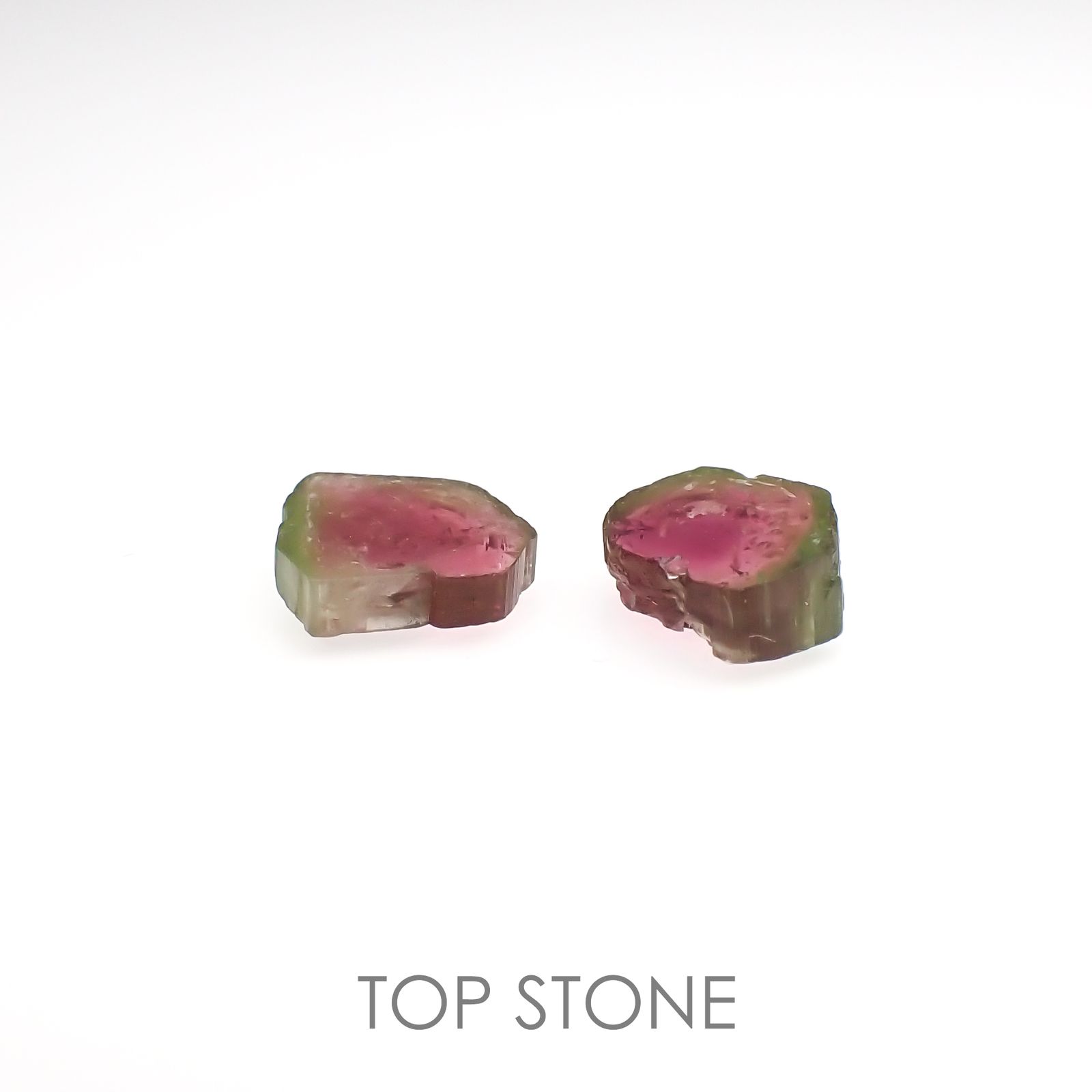 ウォーターメロントルマリン原石スライス 2個セット ブラジル産 2.52ct[220515689]7.6-7.8x6.1-6.4mm前後