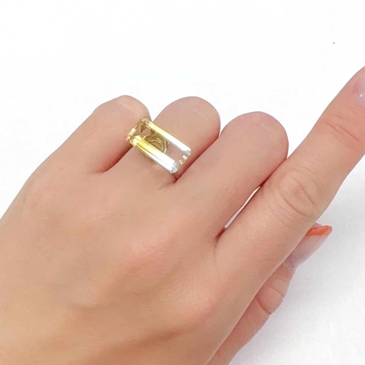 バイカラーシトリン ブラジル・ミナスジェライス州産 6.19ct[240326467]17.1x8.1mm前後