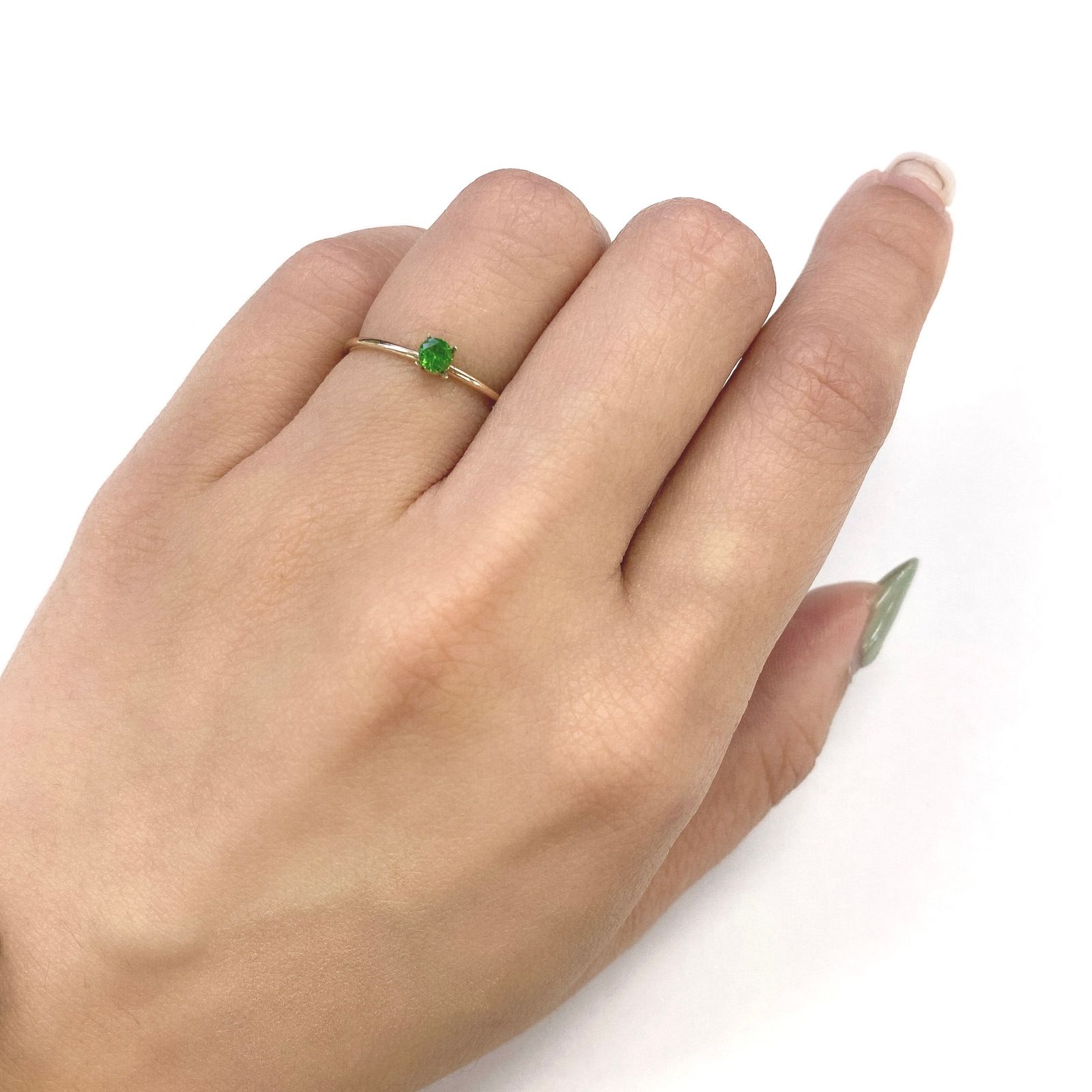 デマントイドガーネット(宝石名デマントイド・ガーネット)  ロシア産 0.139ct ソ付(彩珠)[210410509]3×3mm前後