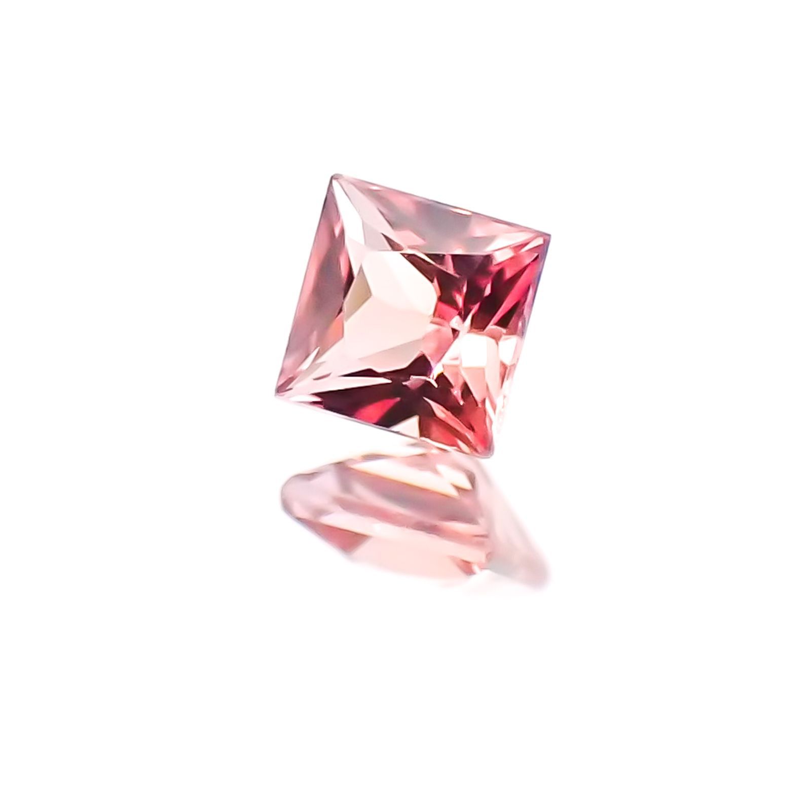 ◇プリンセスカット◇パパラチャサファイア ソーティング付き スリランカ産 ルース 0.084ct[20117823]2.3×2.2mm前後
