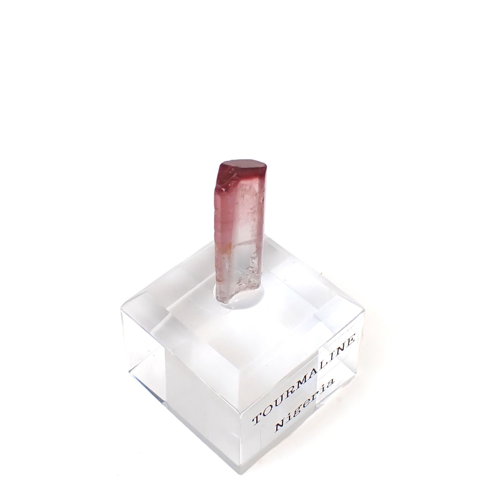 トルマリン柱状結晶原石 ナイジェリア産 アクリル台座付き 6.99ct(1.39g) / 5.3x8.2x23.4mm前後 [260632362]