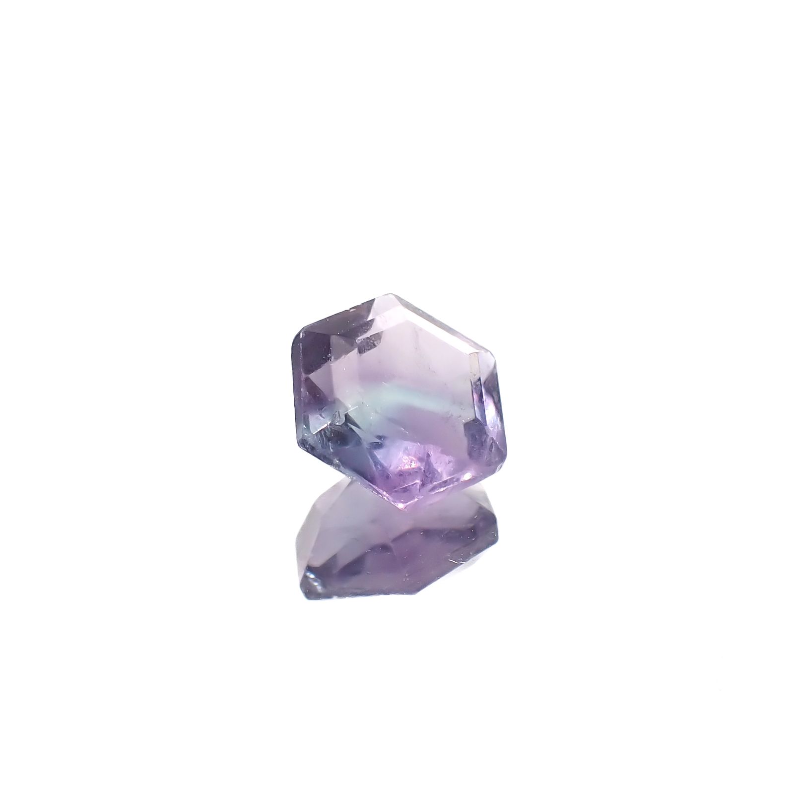 ◇ヘキサゴンカット◇パーティカラーフローライト フルオレッセンス 中国産 2.78ct[240628191]8.2x8.2mm前後