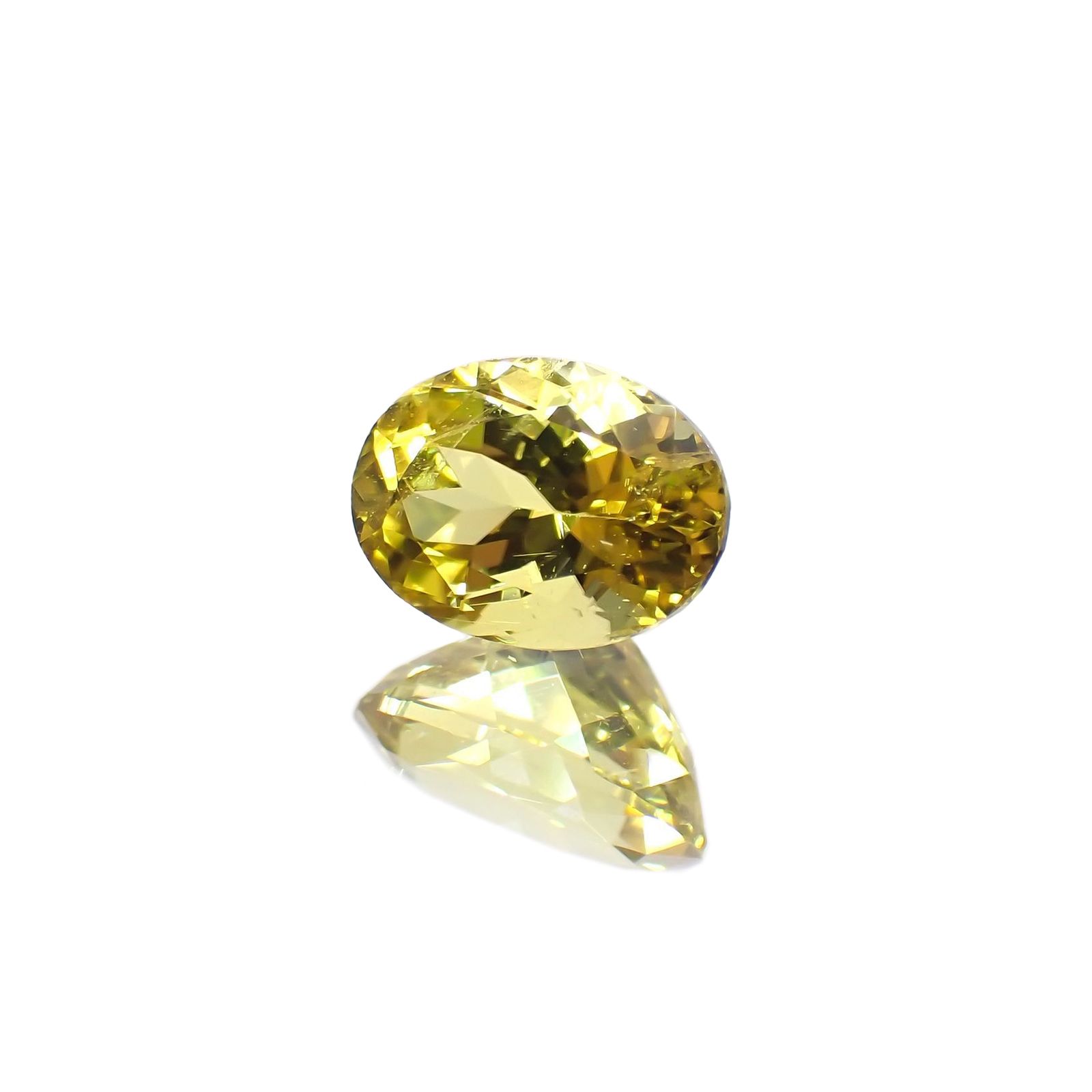 カナリートルマリン(宝石名イエロー・トルマリン)ザンビア・カナリー鉱山産 1.217ct ソ付(彩珠)[250522202]7.7x5.5mm前後