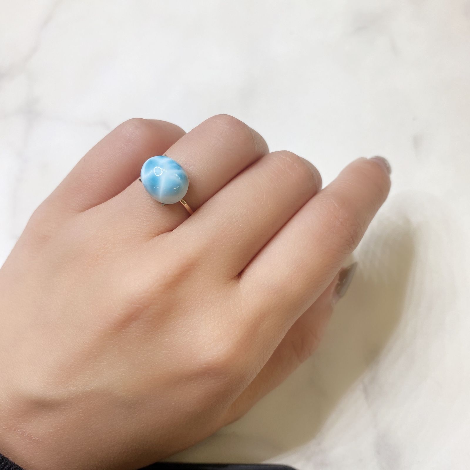 ラリマー(宝石名ブルー・ペクトライト) ドミニカ共和国産 5.65ct 識別済[211013273]11.9×10mm前後