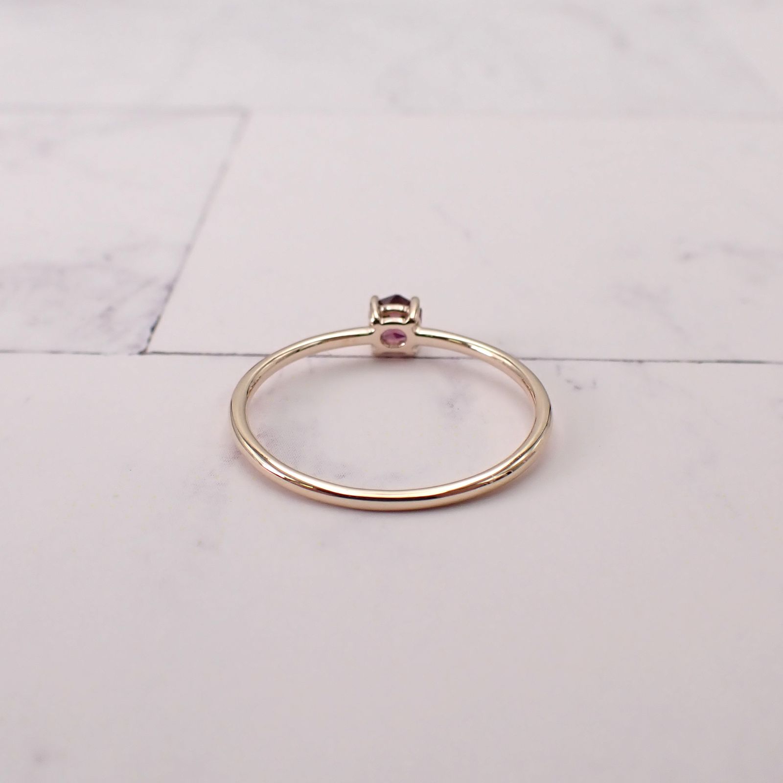 リング空枠：石留め▶パープリッシュピンクスピネル（お客様製作例）