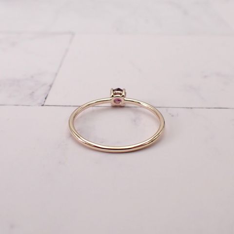 リング空枠：石留め▶パープリッシュピンクスピネル（お客様製作例）