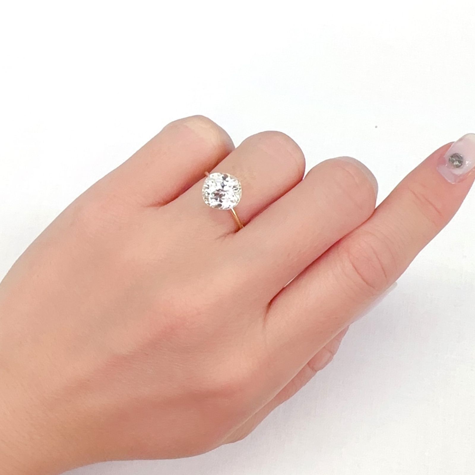 イエロースポジュミン(宝石名スポジュミン)アフガニスタン産 4.04ct 識別済[231225007]9.2x8.5mm前後