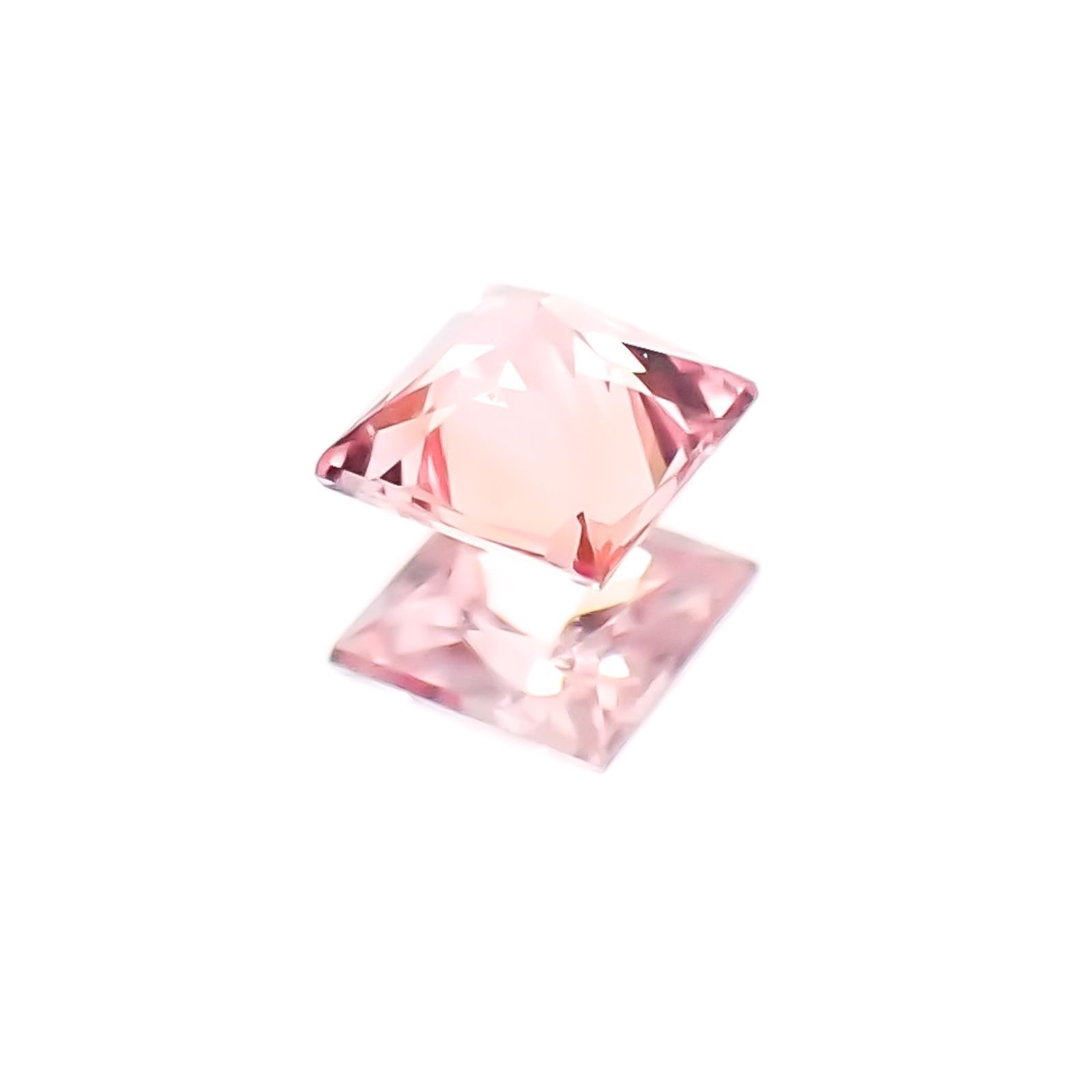 ◇プリンセスカット◇パパラチャサファイア ソーティング付き スリランカ産 ルース 0.104ct[20117824]2.5×2.5mm前後