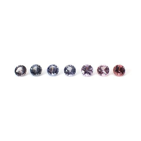 スピネル カラーグラデーション7個セット(宝石名スピネル)ビルマ/マダガスカル産 識別済 1.18ct(7pcs合計) / 3.3-3.4x3.3-3.4mm前後 [260331895]