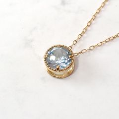 ◇K18 Lumiere（ルミエール）◇ブルートパーズ | 一粒石ジュエリー 5mm [チャーム/ペンダントトップ※チェーン別売り]