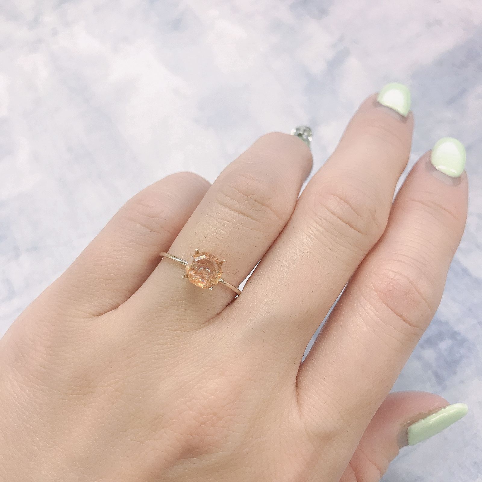◇オクタゴンカット◇イリュージョンサンストーン インド産 0.77ct[220115490]6.2x6.1mm前後