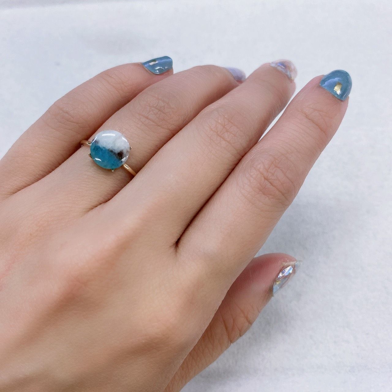 パライバトルマリンインクォーツ(宝石名トルマリンインクォーツ/別名パライバ・トルマリンインクォーツ) ブラジル産 1.61ct 識別済[210812951]8.8×8.9mm前後