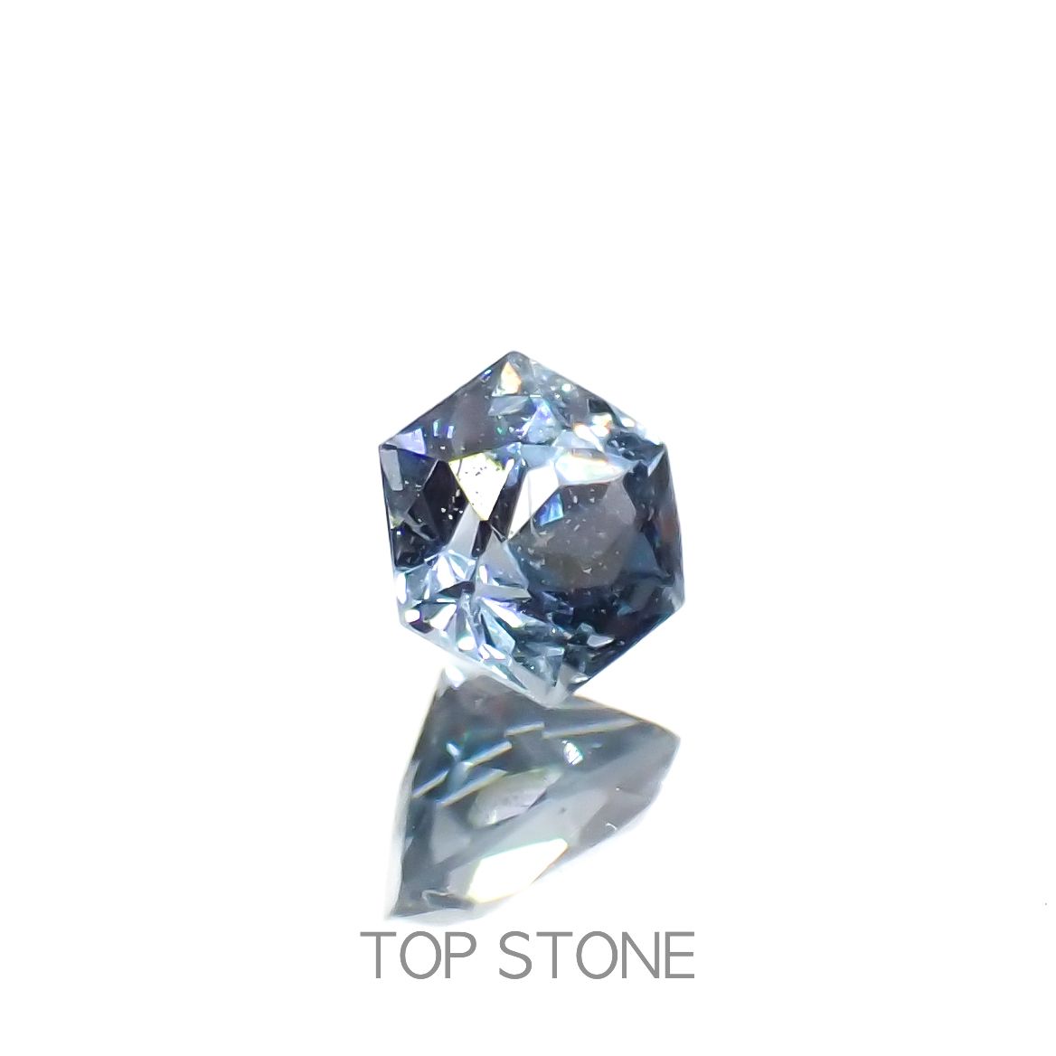 ◇ヘキサゴンカット◇グレイッシュブルースピネル(宝石名スピネル)ビルマ/マダガスカル産 0.23ct 識別済[230220653]3.3x3.2mm前後