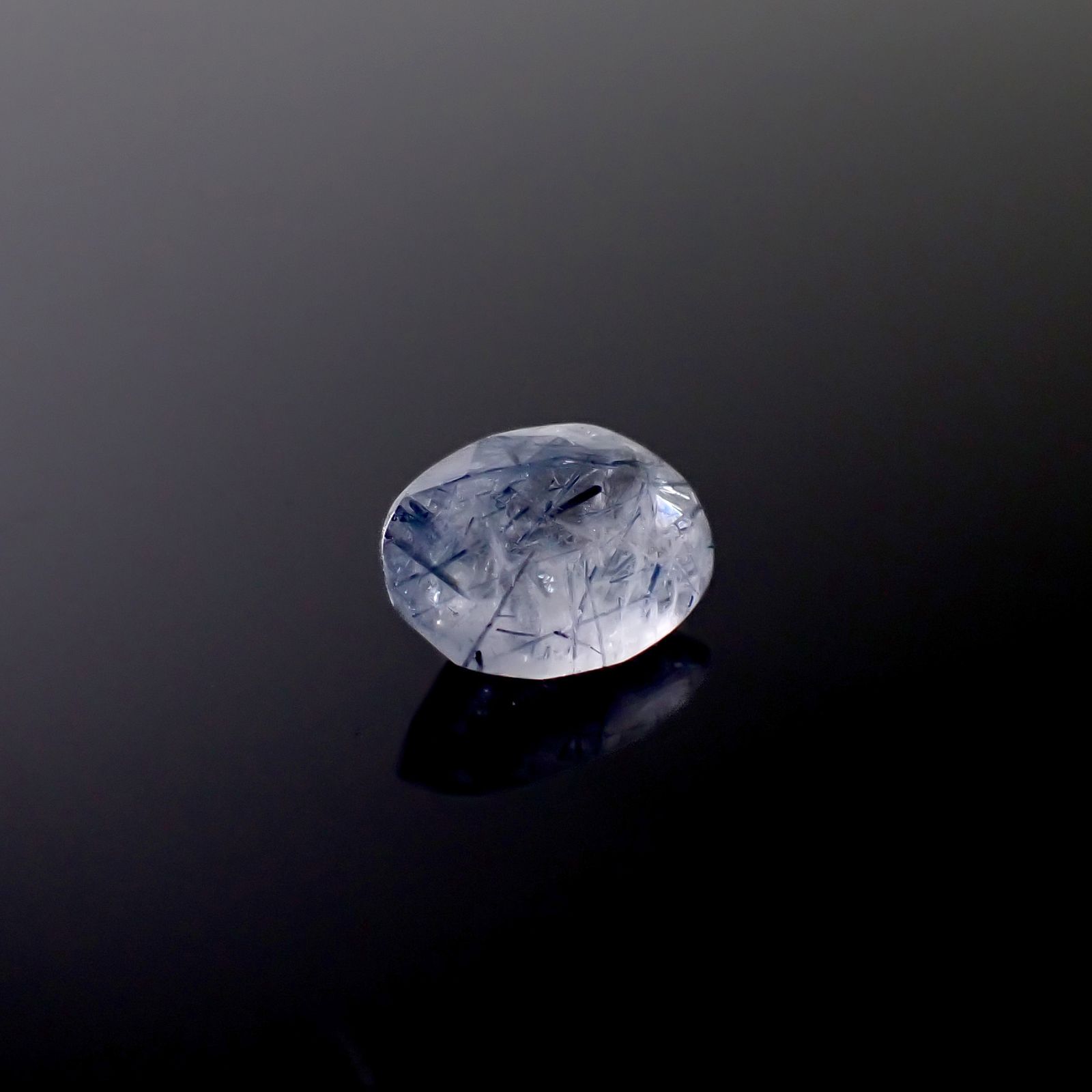 インディゴライトインクォーツ ブラジル産 3.14ct [241229601]11.6x8.7mm前後