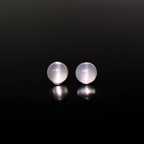 ◇ペアセット◇ムーンストーンキャッツアイ インド産 3.04ct(2pcs合計) [250430315]7.1x7.1mm前後
