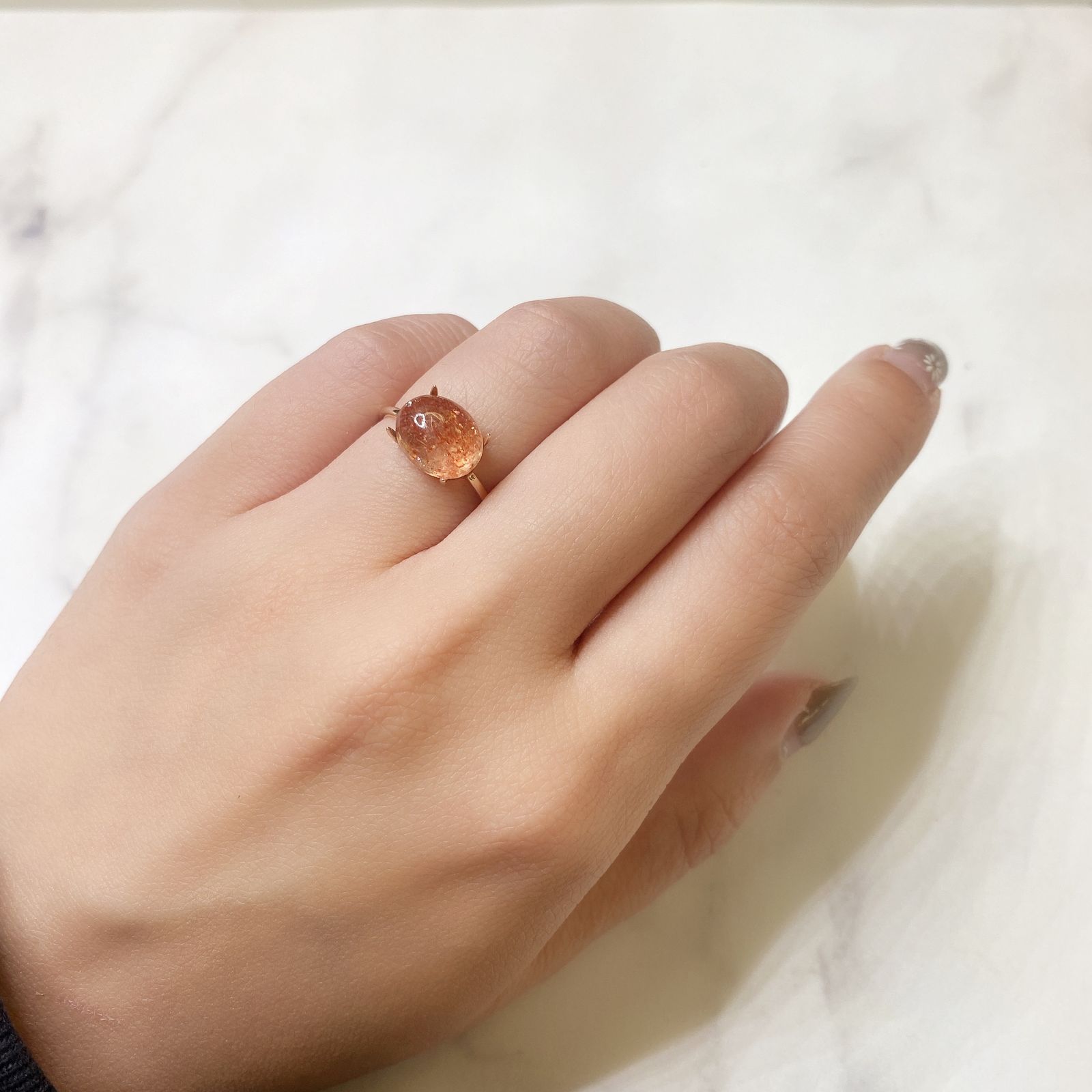 イリュージョンサンストーン(宝石名フェルドスパー) タンザニア産 3.46ct 識別済[211013334]10.1×8.1mm前後