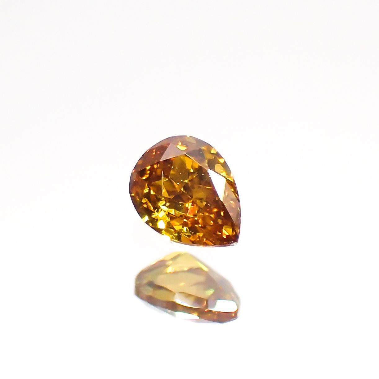 オレンジダイヤモンド SI-2 / FANCY DEEP YELLOW ORANGE(宝石名ダイアモンド) 0.084ct ソ付(CGL)[220115148]3.16x2.42mm前後
