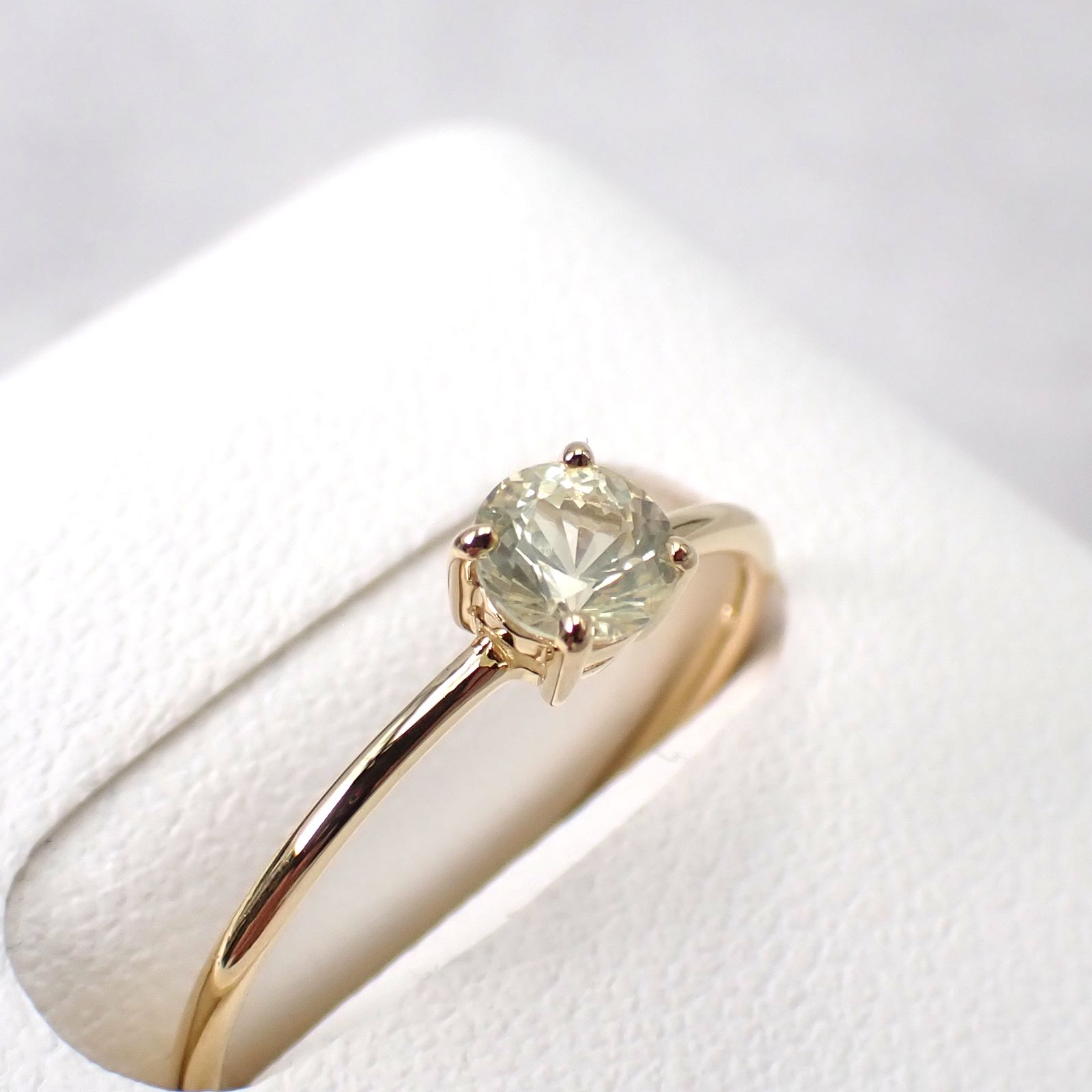 リング空枠：石留め▶シルキーイエローサファイア（お客様製作例）