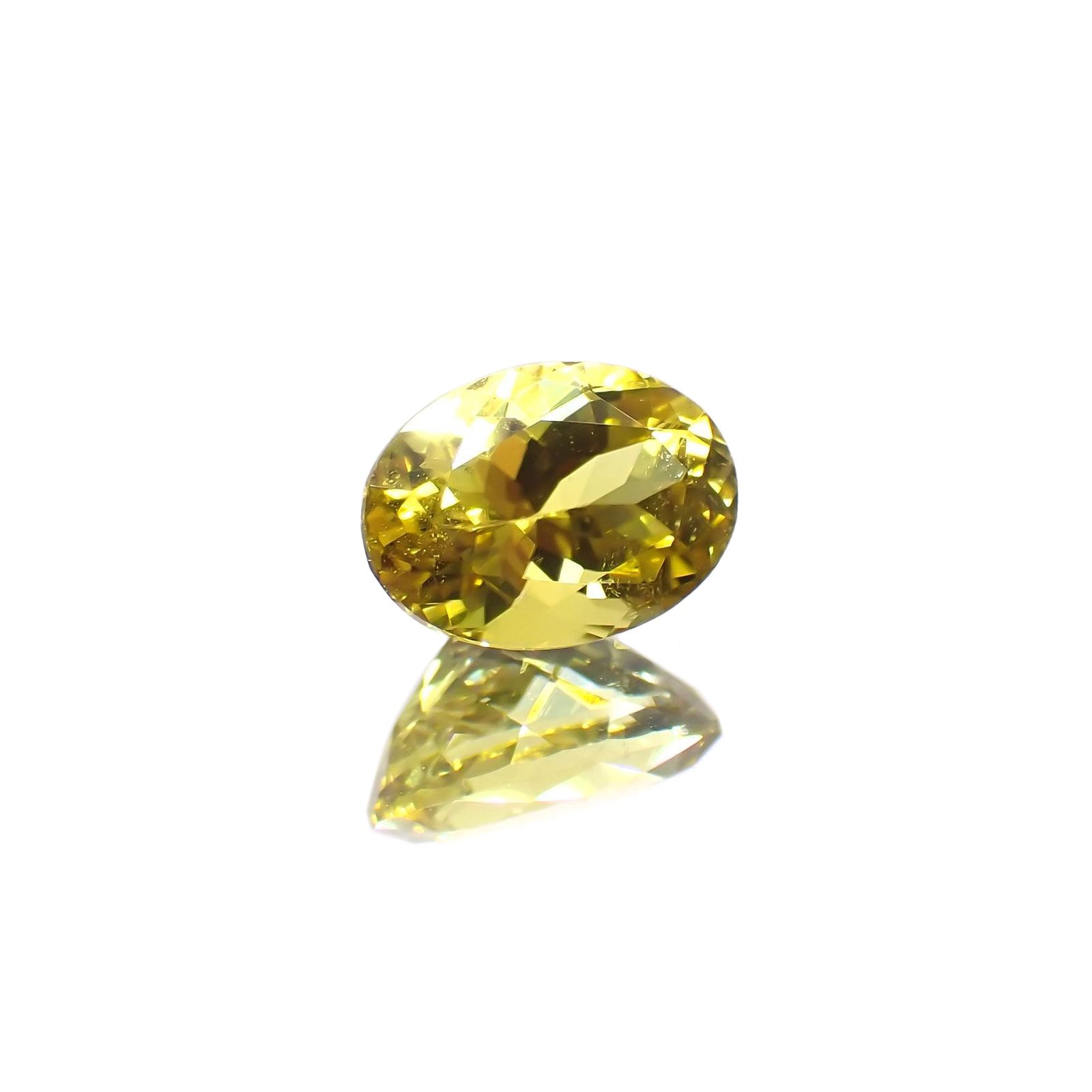 カナリートルマリン(宝石名イエロー・トルマリン)ザンビア・カナリー鉱山産 1.217ct ソ付(彩珠)[250522202]7.7x5.5mm前後