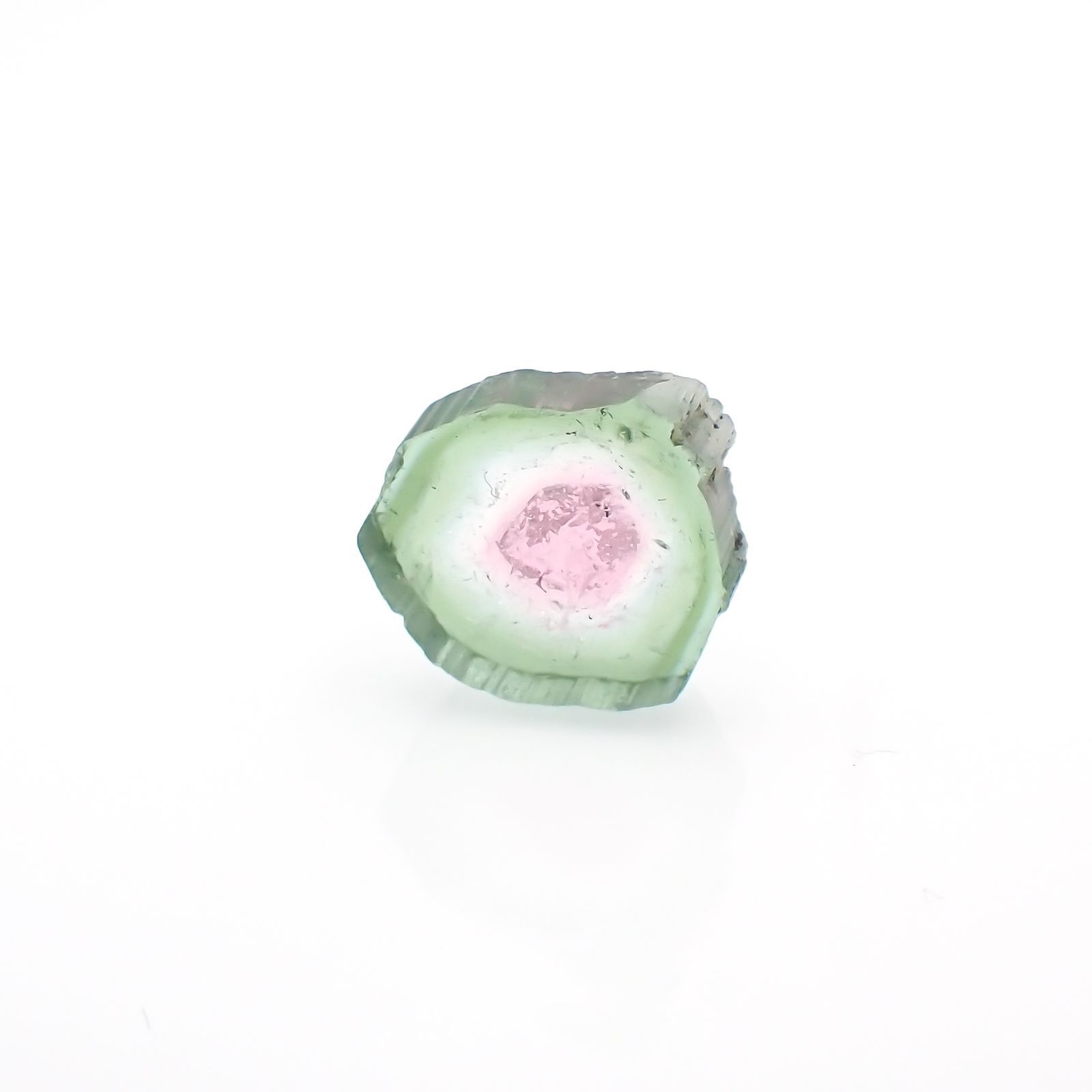ウォーターメロントルマリン 原石スライス コンゴ民主共和国産 3.19ct[221018615]9.5x10.6mm前後