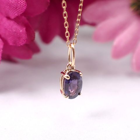 ペンダント空枠：石留め▶パープルサファイア（お客様製作例）