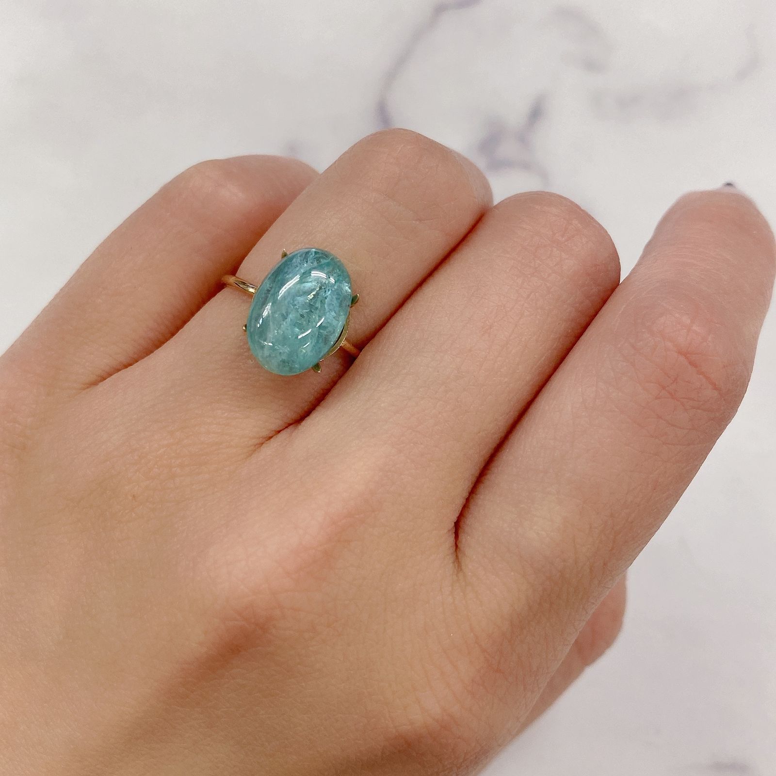 パライバトルマリン(宝石名トルマリン/別名パライバ・トルマリン) モザンビーク産 5.206ct ソ付(宝貴協)[21029498]13.0×9.0mm前後